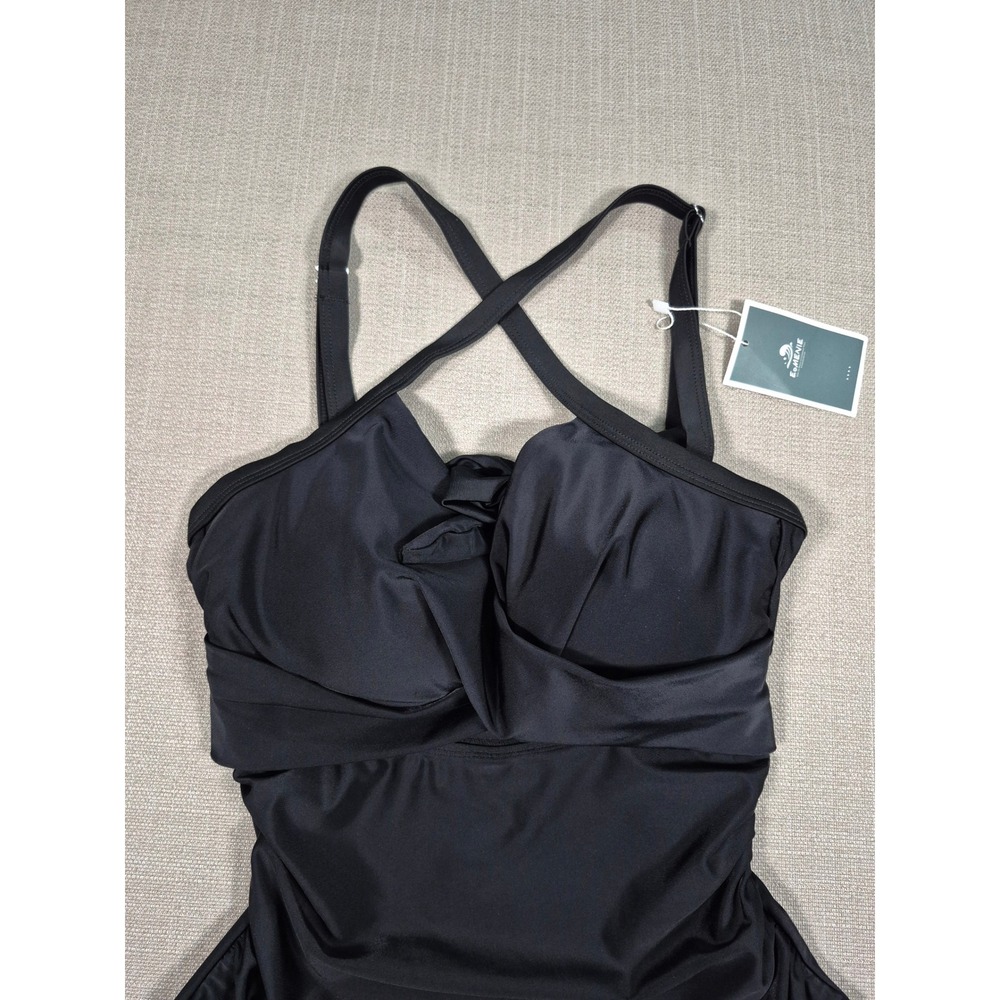 Eomenie Womens One Piece Swimsuit Black Cutout Tummy Control Monokini Size S NEW - Picture 10 of 11